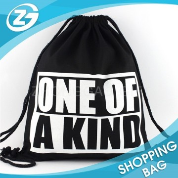 Black Drawstring Canvas Backpack Bag