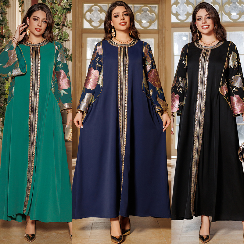 Payet İşlemeli Tesettür Maxi Ferace (38) Floral Sleeve Sequin Embroidered Evening Maxi Abaya