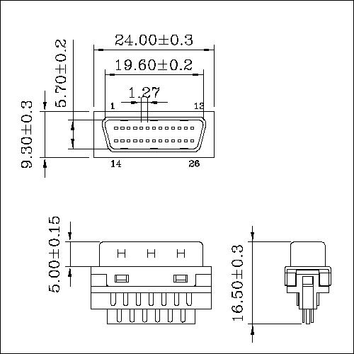 1.27mm Series 26P Cable Plug Connector Solder 1.27mm Series 26P Cable Plug Connector Solder
