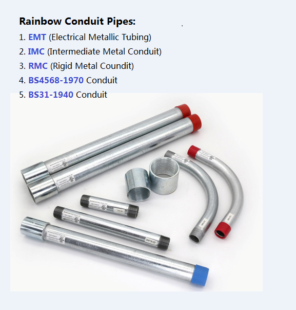 Underground metal electrical wire pipe steel welded water emt cable electric conduit pipes