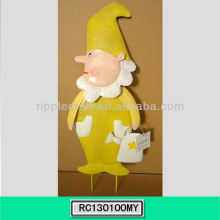 Yellow Santa Claus Iron Garden Decor