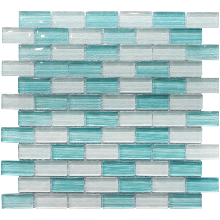 Swimming Pool White Blue Color Hand Painting Glass Mosaic Tiles