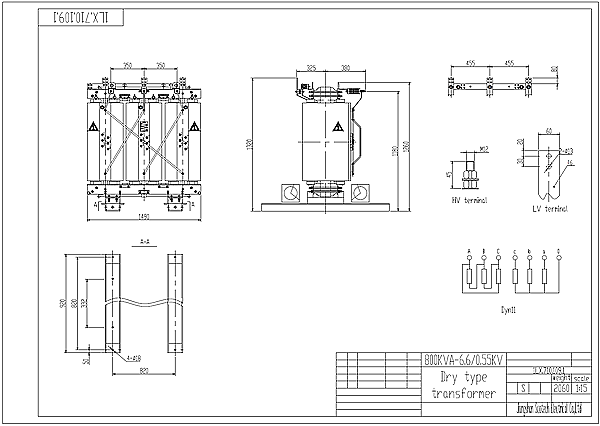 800kva dry type transformer drawing