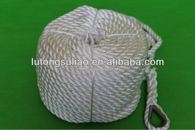 white colour 3 strands twisted PP multifilament Polyester nylon fibre rope used in fishing, boat, mooring