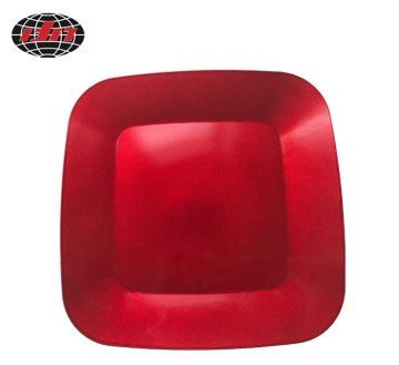 Red Square Glitter Plastic Charger Plate