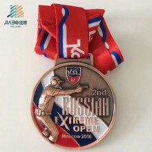 Trophée de police en métal de la Russie en alliage de zinc de haute qualité et médaille avec le ruban