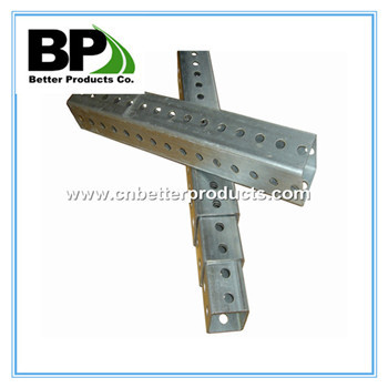 Square perforated galvanized steel sign post