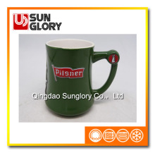 Two-Tone Porcelain Beer Mug with Basso-Relievo Pjb001