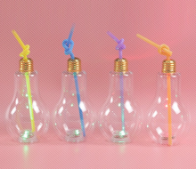 LED Drink Bulb Bottle 500ml Light Bulb Shaped PET Cup
