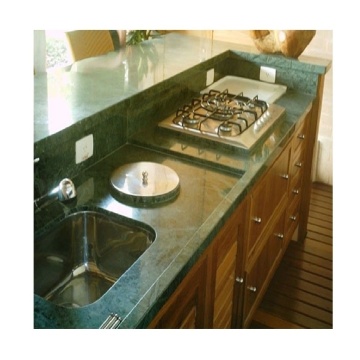 Custom Ruby Green Marble Kitchen Countertop with Sinks Cut Out