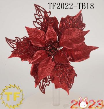 10"Glitter metallic Poinsettia Christmas Clip on
