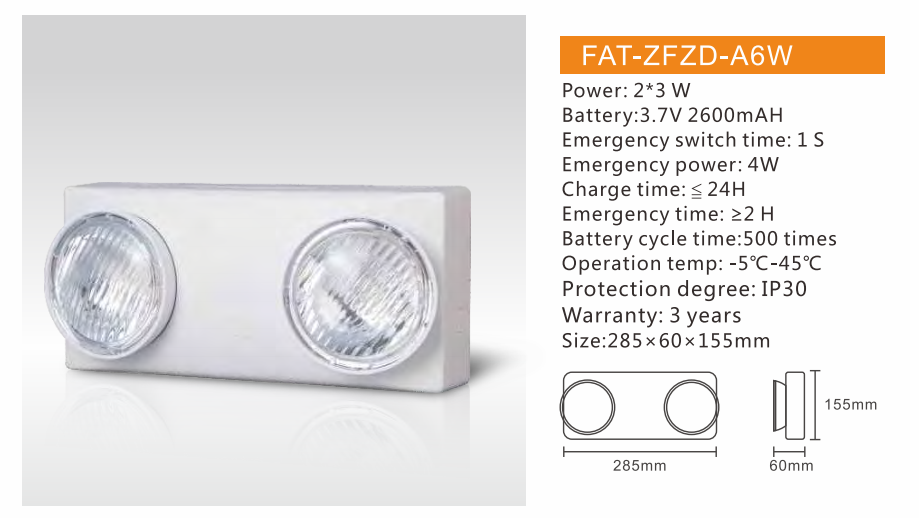 Batterie Back up Light Fixture