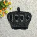 Distintivi di patch corona nera ricamo corda