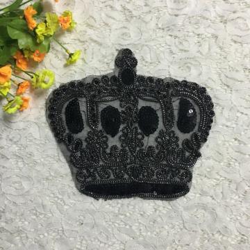 Distintivi di patch corona nera ricamo corda