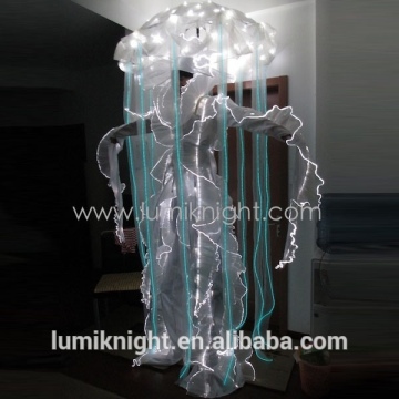 light up Jellyfish clothing,, LED illuminated costumes, glowing optical fiber clothing LED clothing