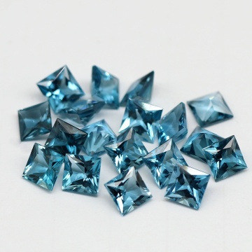 Natural London Blue Topaz Square Faceted Cut Gemstone