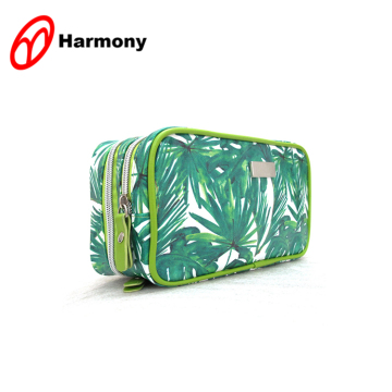 2 compartments custom print travel accessories makeup bag