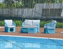 Outdoor Bamboo - Woven Table and Chairs Set