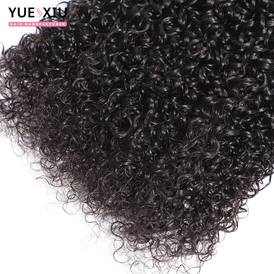 Brazilian Jerry Curl Human Hair Extension 3 Bundles With Lace Closure