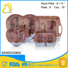 top sale European melamine tray heart plate dinner ware
