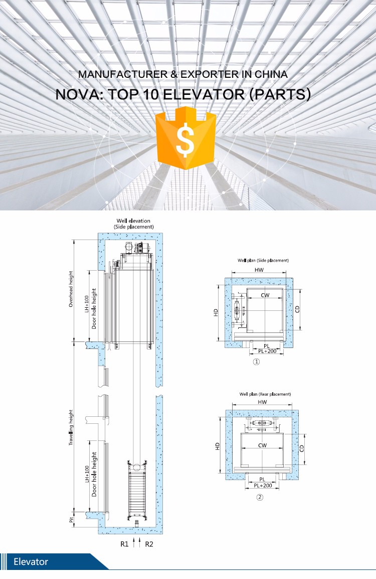 Safe comfortable small shaft home residential panoramic villa elevator