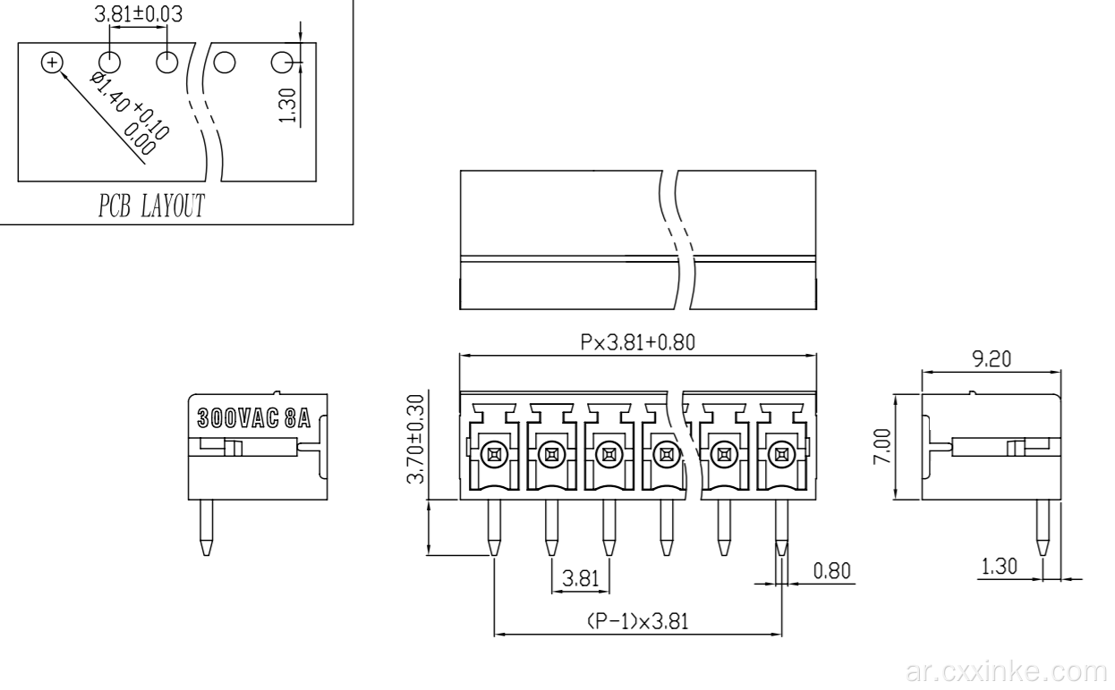 3.81mm ملعب ملعب PCB Terminal 90 درجة عازمة المقبس دبوس