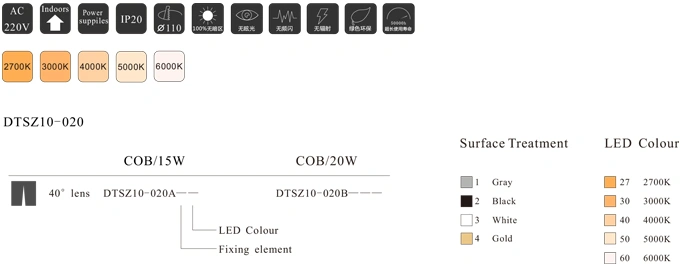 15W/20W COB LED Down Light for Commercial Lighting