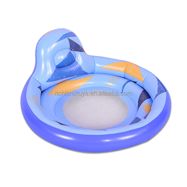 Azul redondo simples padrão inflável de backrest piscina flutuando