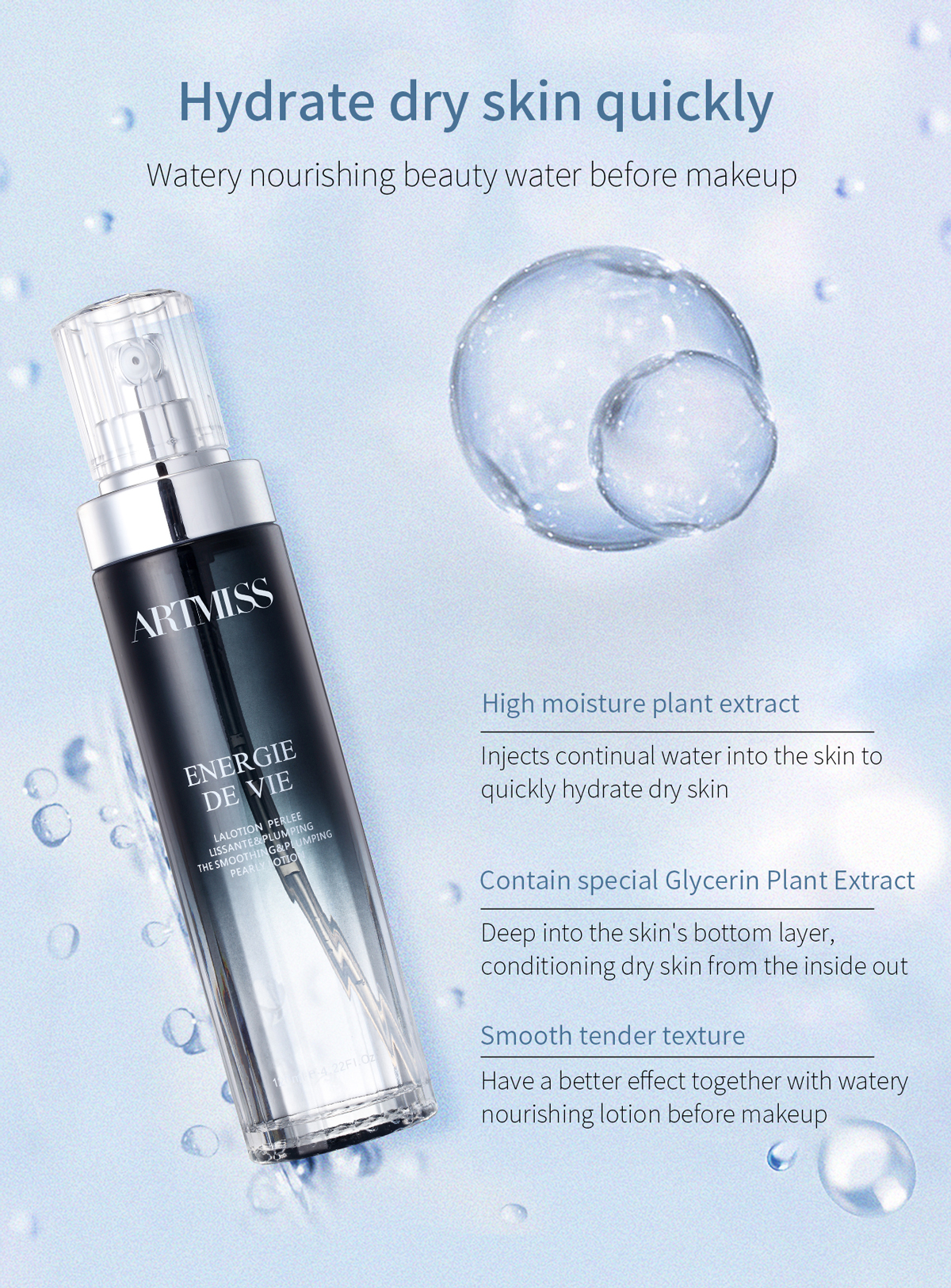 Loción tonificante facial hidratante nutritiva para el cuidado de la piel Nourishing Moisturizing Skin Care Face Toner Lotion