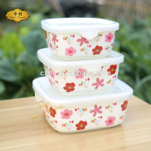 rectangle ceramic food storage container with seal lid