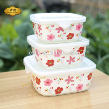 rectangle ceramic food storage container with seal lid