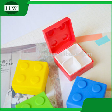 square building block 4 compartments wholesale pill box travel pocket plastic pill box