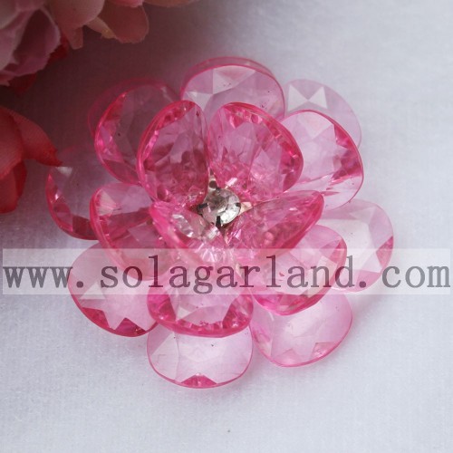 54MM Acrylic Crystal Beaded Flower Handmade Floral Bloom