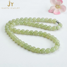 Minimalist Green Hetian Jade Beaded Necklace for Women - Real Stone Jewelry
