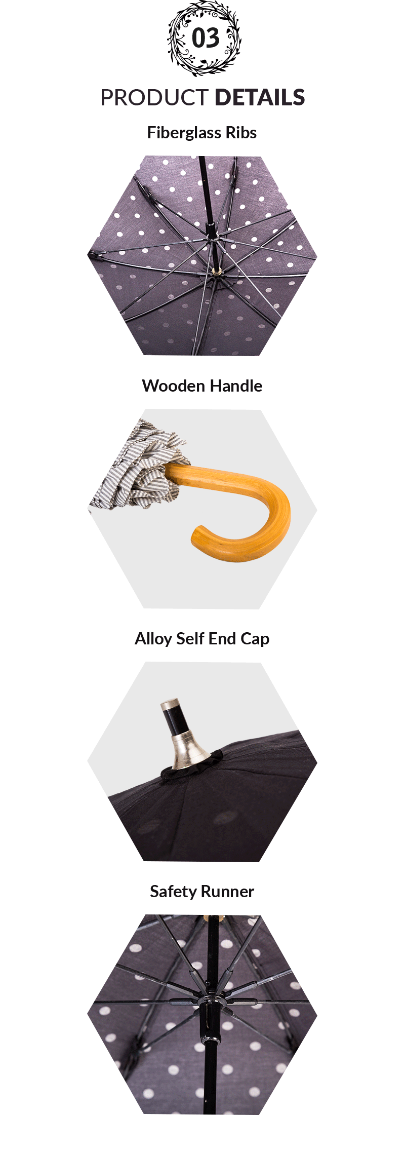 Frauen Regenschirm Holzgriff women's umbrella wooden handle