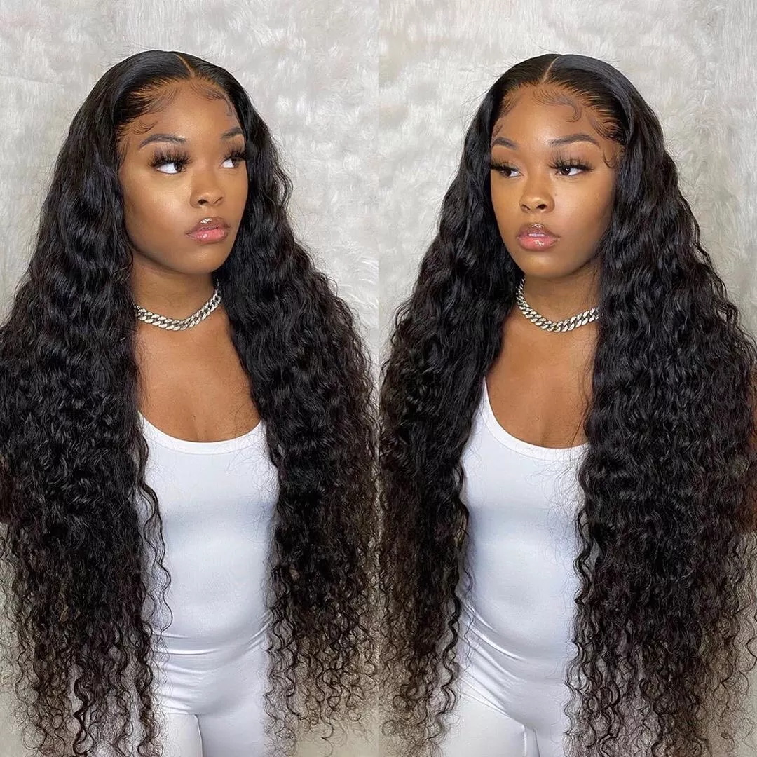 Hot Sale 180% Density 13x4 Brazilian Lace Frontal Wig Transparent Lace Front Human Hair Water Wave Wig For Women