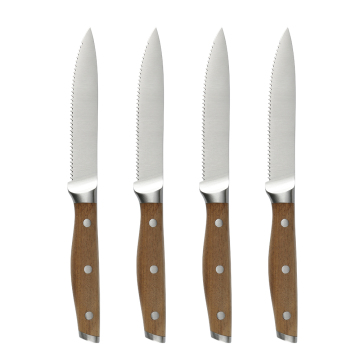 Wooden handle steak knife set