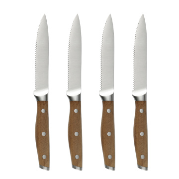 Wooden handle steak knife set