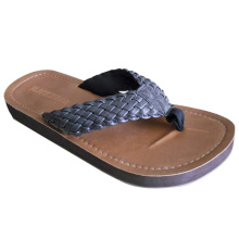 Men woven belt PU Slipper (8128)