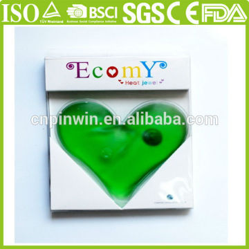 green gel heart hand warmer