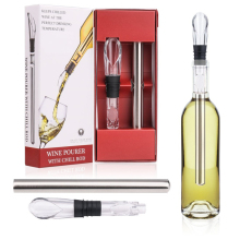 Wine Chiller Cooler Rod Stick with Bottle Aerating Pourer