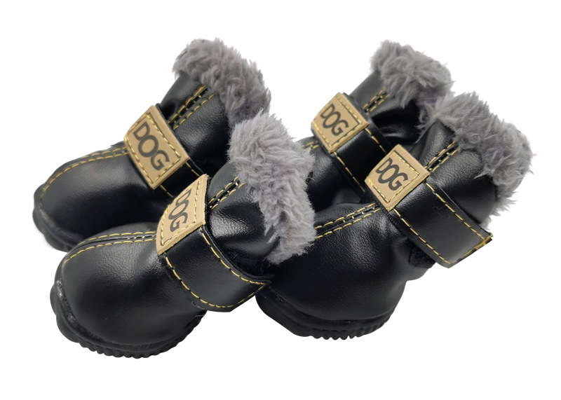 PU Leather Nonslip Pet Booties Winter Snow Dog Shoes Wholesale for Teacup Chihuahua Yorkie