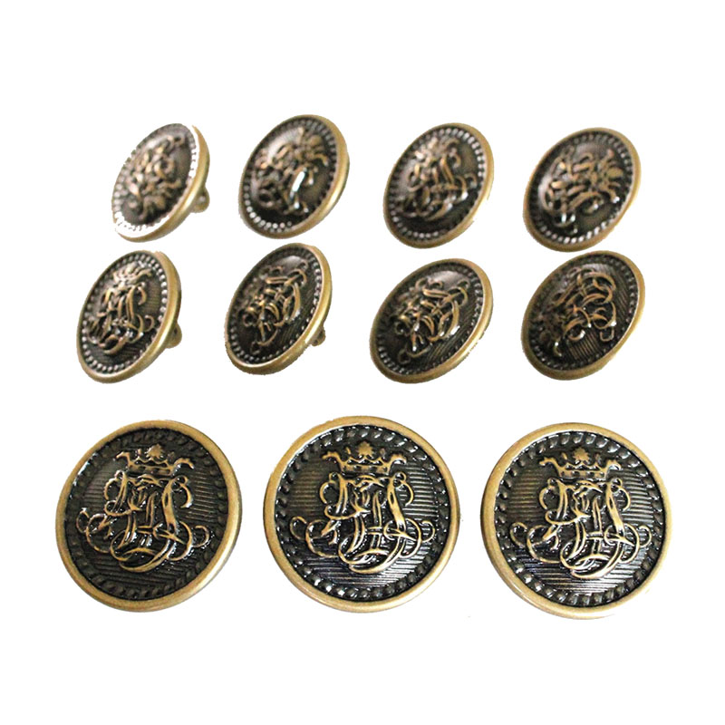 Vintage Antique Brass Metal Blazer Button Set