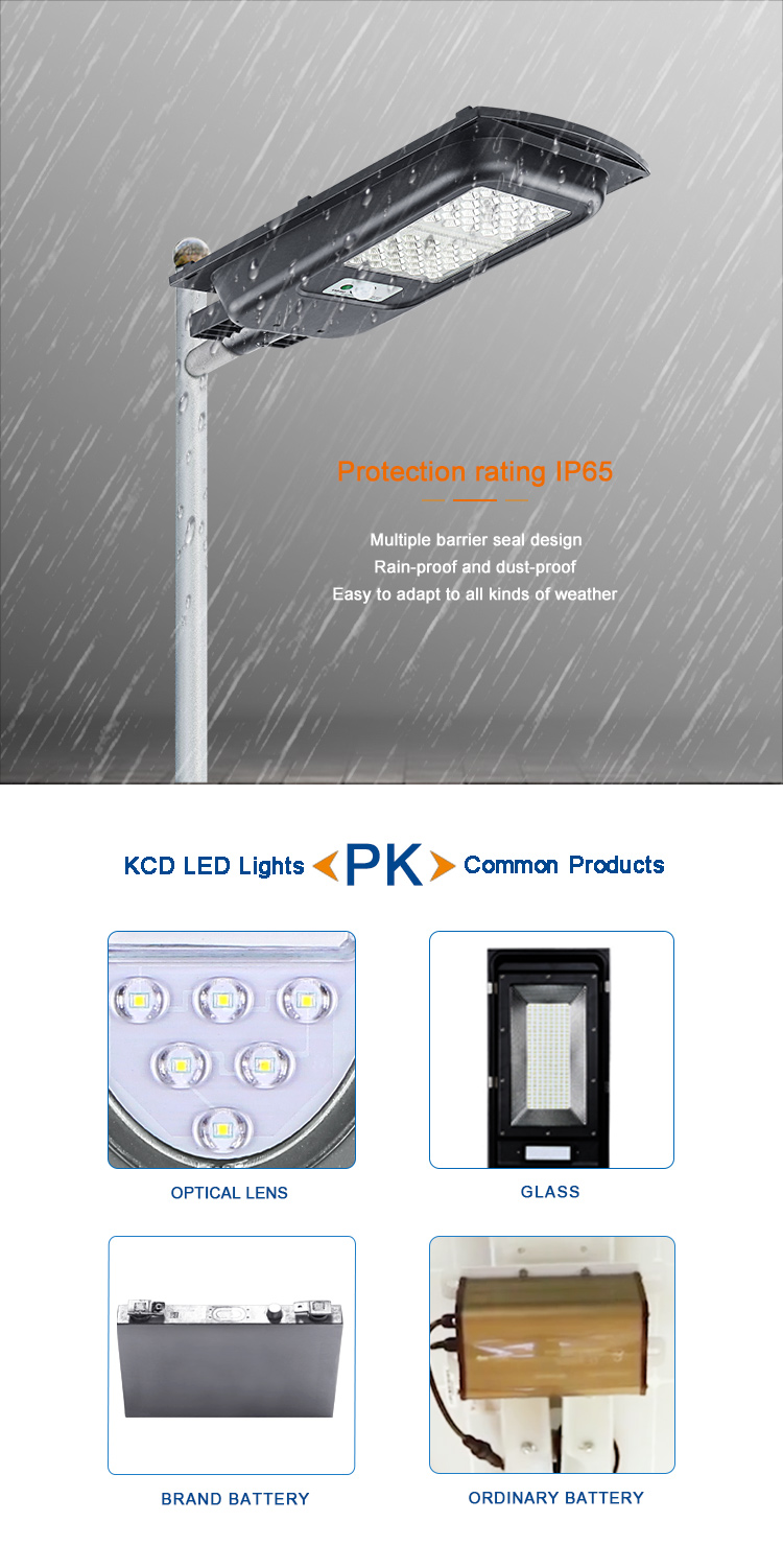 KCD Wholesale Green Energy Waterproof ip65 All in One Outdoor Led Solar Street Lamp 100W