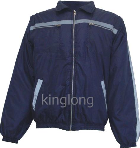 Navy Blue Winter Coat with Reflective Tape