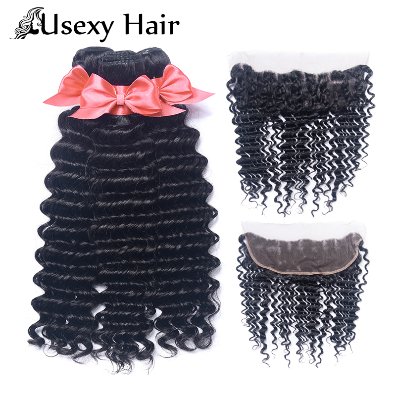 Usexy Wholesale Raw Indian Hair Vendors Cuticles Aligned Hair 3 Bundles With Lace Frontal Virgin Human Hair