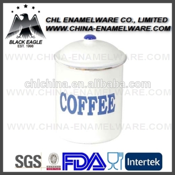 White color enamel coffee mug with enamel lid