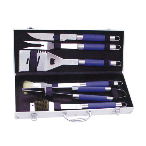 Набор инструментов для барбекю из 6 предметов с ручкой с покрытием TPR