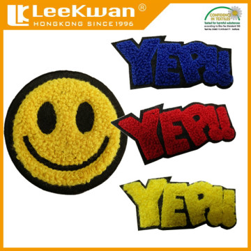 Fabric letter chenille patch, emoji embroidered patch, custom chenille emoji patch