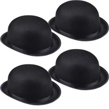 Custom Black Bowler Hat for Adult Butler Costume & Wedding Attire